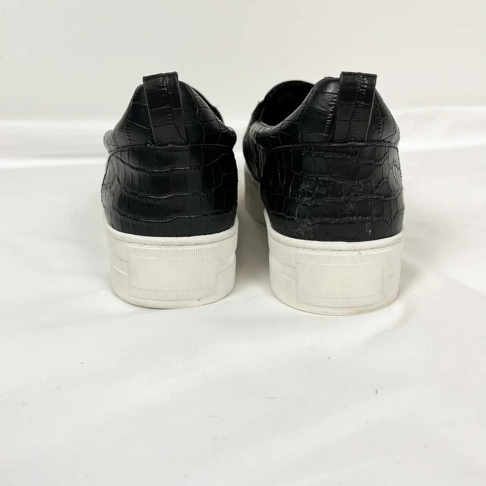 Halogen Blakely Black Reptile Leather Slip On Chunky Platform Sneakers Size 9.5